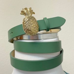 Talbots Green Leather Pineapple Belt NWT
